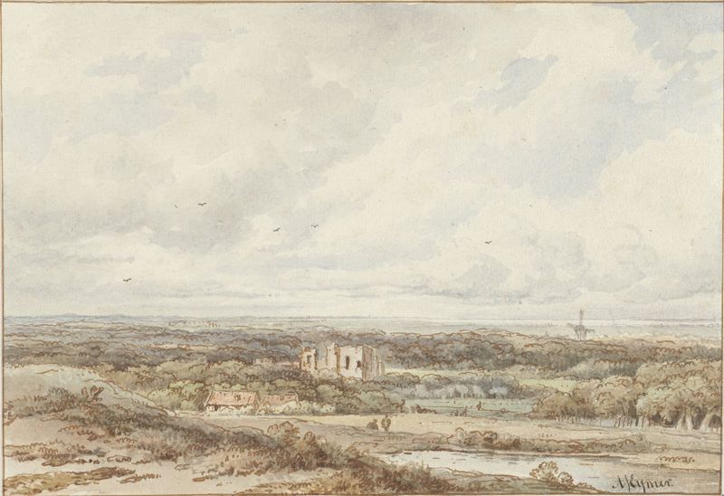 Landscape with dunes and the ruins of Brederode by Arnoldus Johannes Eymer, medium unknown