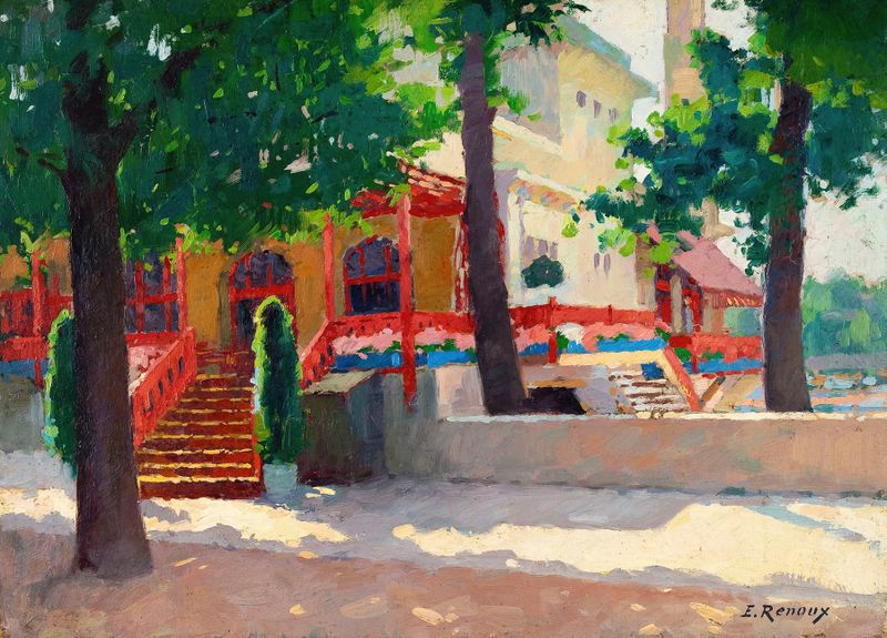 Architecture scene from 'Un pavillon de l’Exposition des Arts décoratifs' by Ernest Jules Renoux, oil on canvas