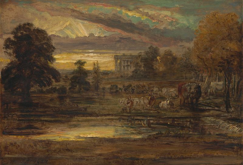 Cattle at a Pool at Sunrise, oil on canvas by James Ward
