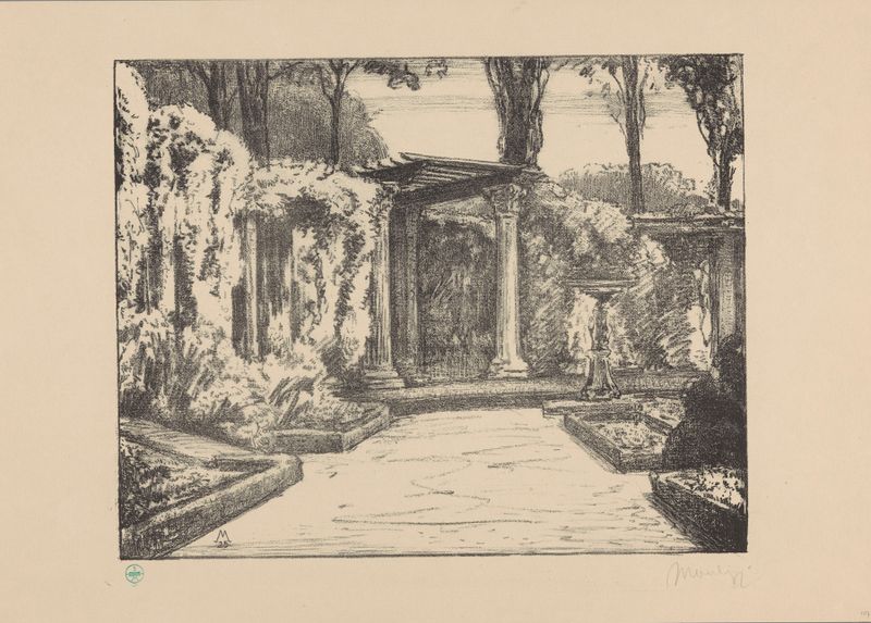 Landscape with a pergola, oil on canvas by Simon Moulijn