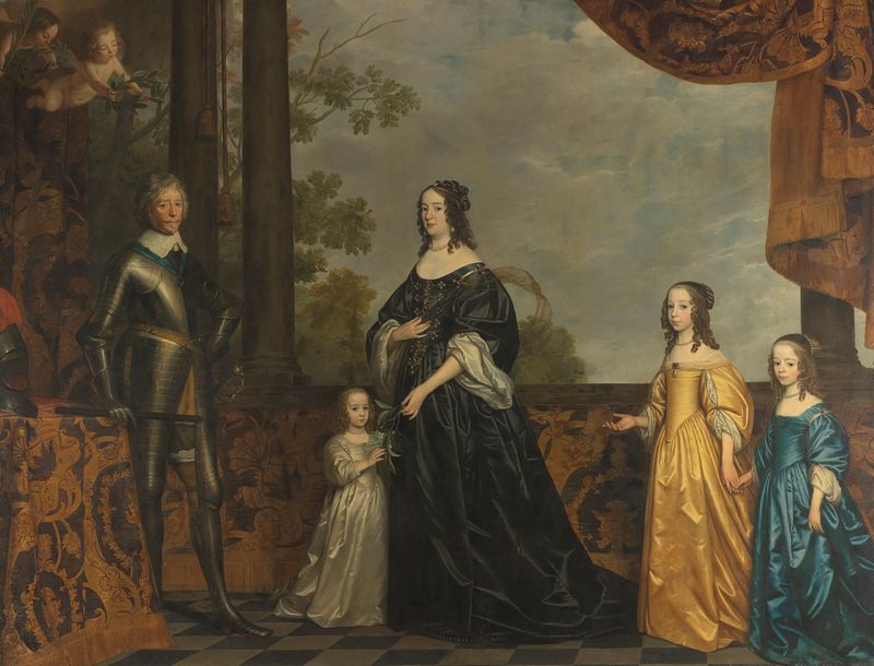 Portrait of Frederick Henry, Amalia of Solms, and their daughters, oil painting by Gerard van Honthorst
