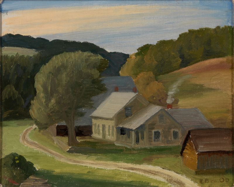 Landscape by Edward Bruce, impressionism, depicting a serene natural scene with vibrant light.
