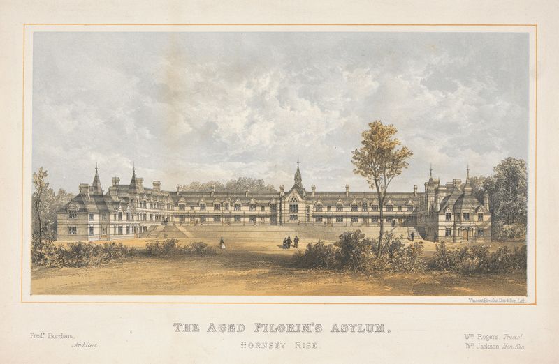 Arquitetura de The Aged Pilgrim’s Asylum por Vincent Robert Alfred Brooks, meio desconhecido