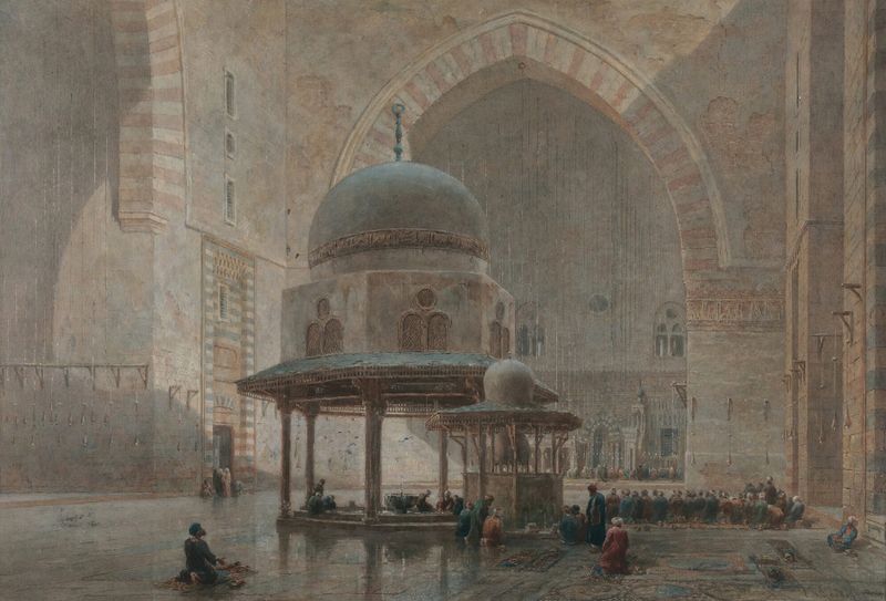 Interior of Sultan Hassan Mosque, Cairo, Islamic Art by Edward Angelo Goodall
