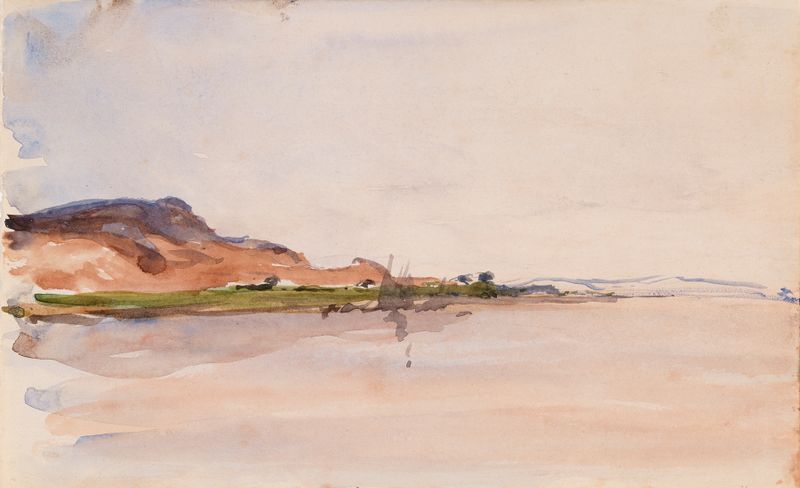 Um ponto arborizado nas margens do rio Nilo, Egito, pintura a óleo de Nathaniel Hone o Jovem