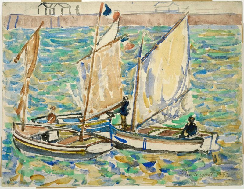 Marine scene with vibrant colors, oil painting by Maurice Prendergast