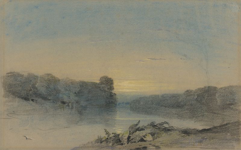 Landscape of The Lake at Holkham, Norfolk by Henry Bright, oil painting