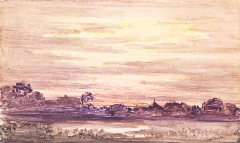 Sunset after Storm de Otto Gaertner, óleo sobre lienzo que representa un paisaje tormentoso.