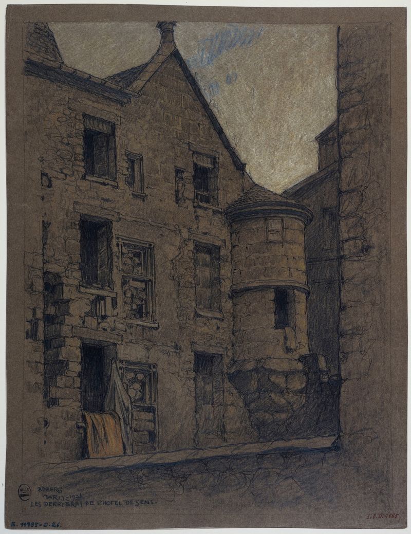 Derrière de l’hôtel de Sens de Ferdinand Boberg, óleo sobre lienzo que representa una colorida fachada de hotel.