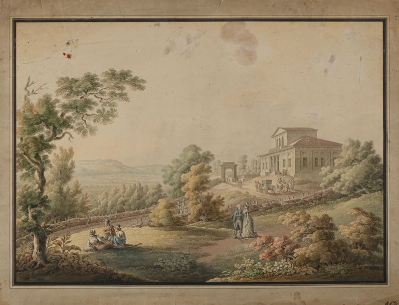 View of the manorial estate in Niegoszowice, oil on canvas by Zygmunt Vogel