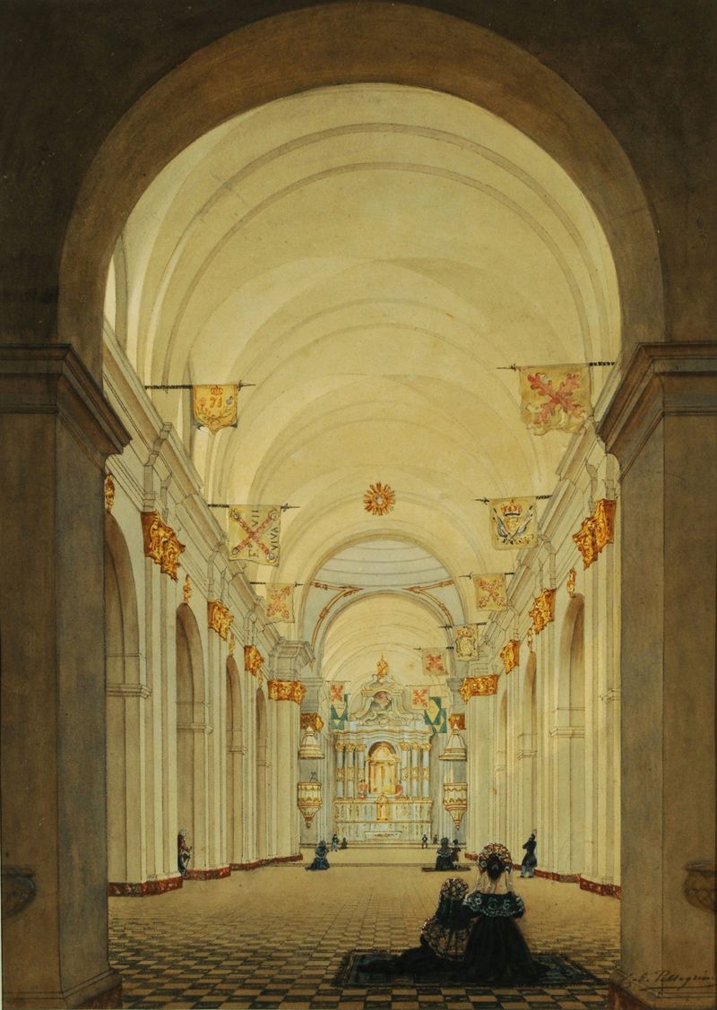 Interior de la Catedral de Buenos Aires, óleo de Charles Pellegrini