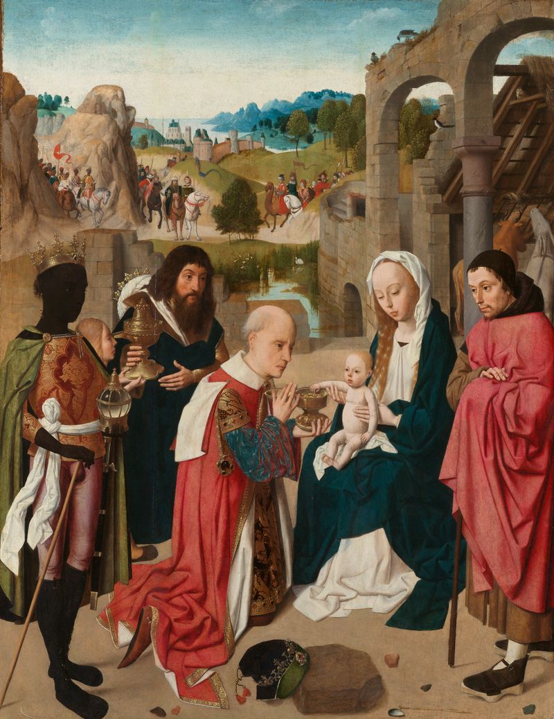 A Adoração dos Magos, óleo sobre painel de Geertgen tot Sint Jans