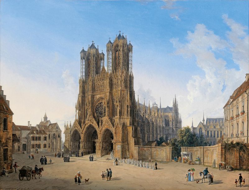 Gothic architecture of Kathedrale von Reims by Domenico Quaglio the Younger