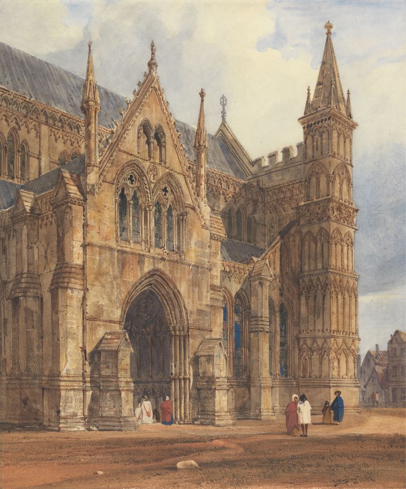 El Porche Noroeste de la Catedral de Salisbury, acuarela sobre papel de Thomas Shotter Boys