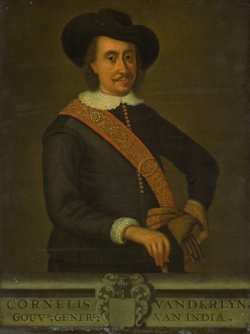 Retrato de Cornelis van der Lijn, Governador-Geral das Índias Orientais Holandesas, óleo sobre painel de artista desconhecido