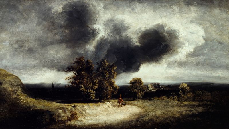 Landscape with rolling hills and greenery by Georges Michel, oil painting