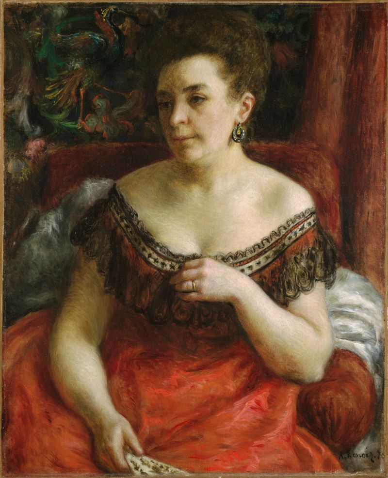Retrato de una mujer con un vestido blanco, óleo sobre lienzo de Pierre-Auguste Renoir