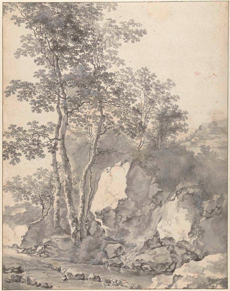 Paisaje con abedules y un arroyo de montaña, óleo sobre lienzo de Jan Both