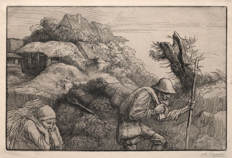 O Retorno da Floresta de Alphonse Legros, óleo sobre tela que mostra um homem em uma floresta