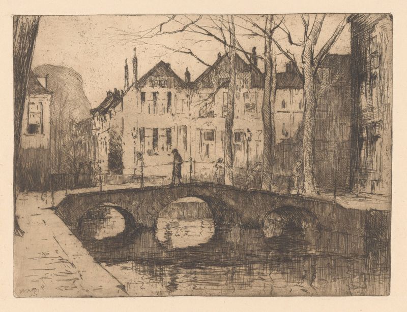 Landscape with water reflections in Smidswater in Den Haag by Willem Adrianus Grondhout, oil on canvas