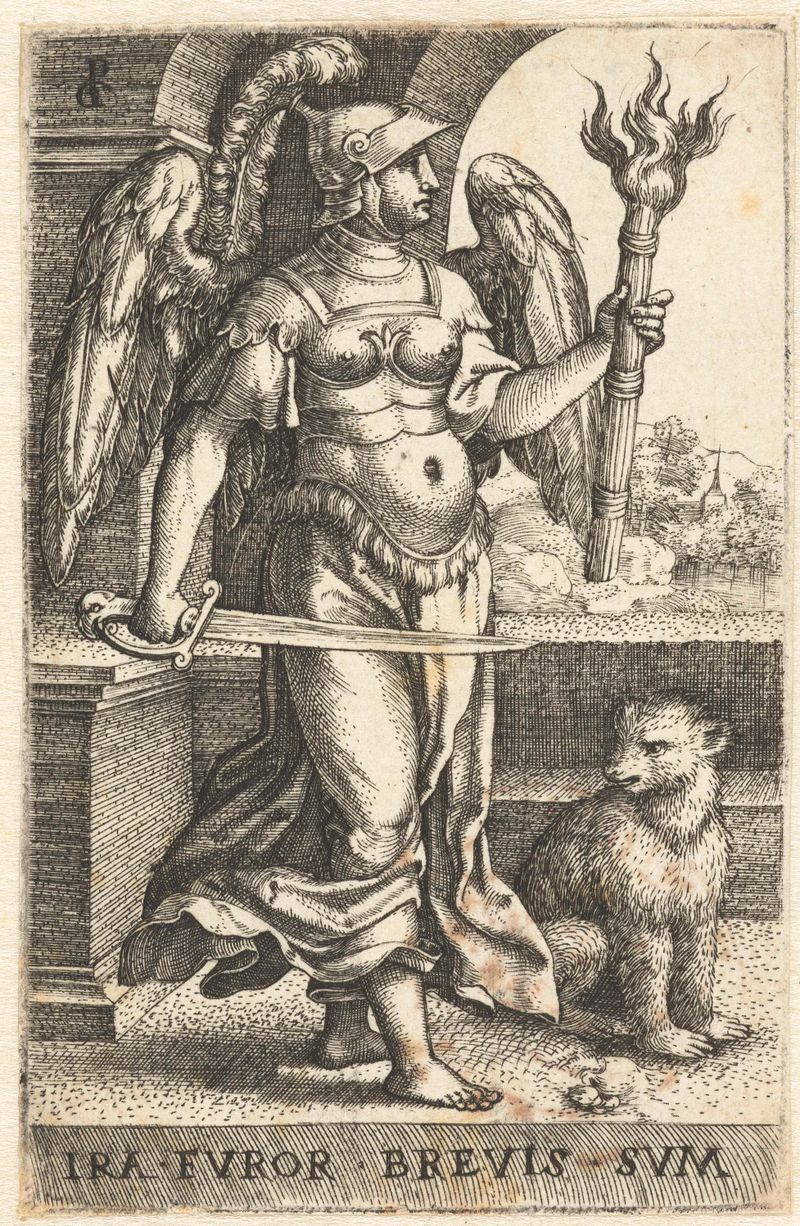 Gravura de retrato por Georg Pencz com figuras humanas e intrincadas luzes e sombras