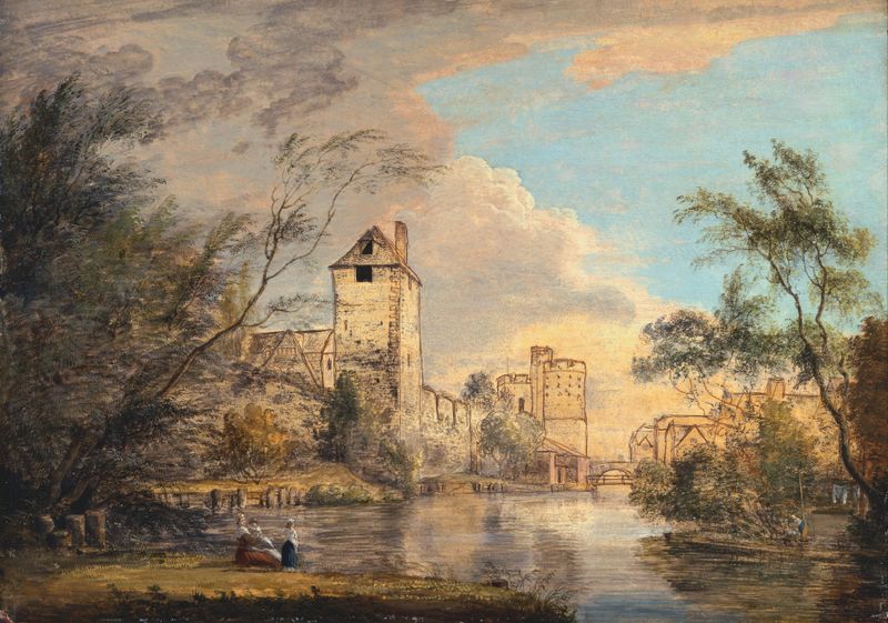 An Unfinished View of the West Gate, Canterbury, watercolor on paper by Paul Sandby