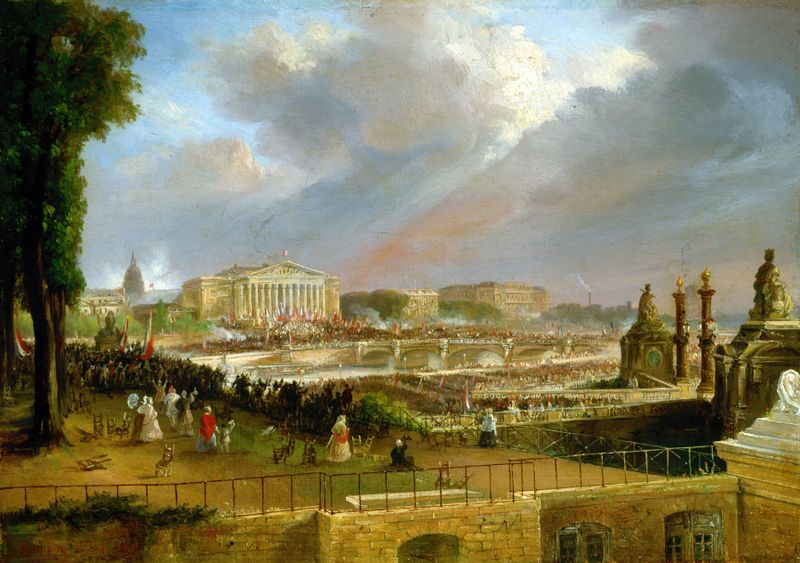 Historical scene depicting the proclamation by Jean-Jacques Champin, oil painting