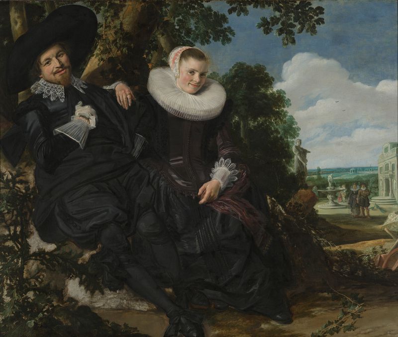 Lifesize portrait of a married couple by Frans Hals, oil on canvas