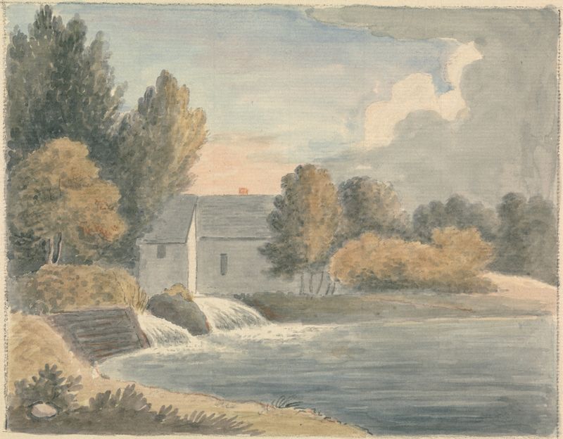 Landscape of Bathampton Mill by Edward Francis Burney, oil painting