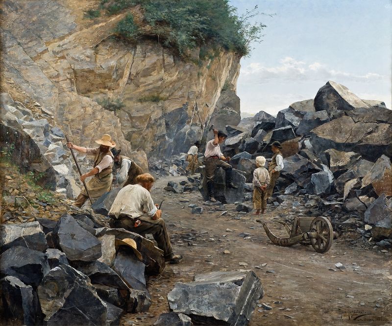 Paisagem de uma pedreira com rochas e luz de Axel Jungstedt, 1886