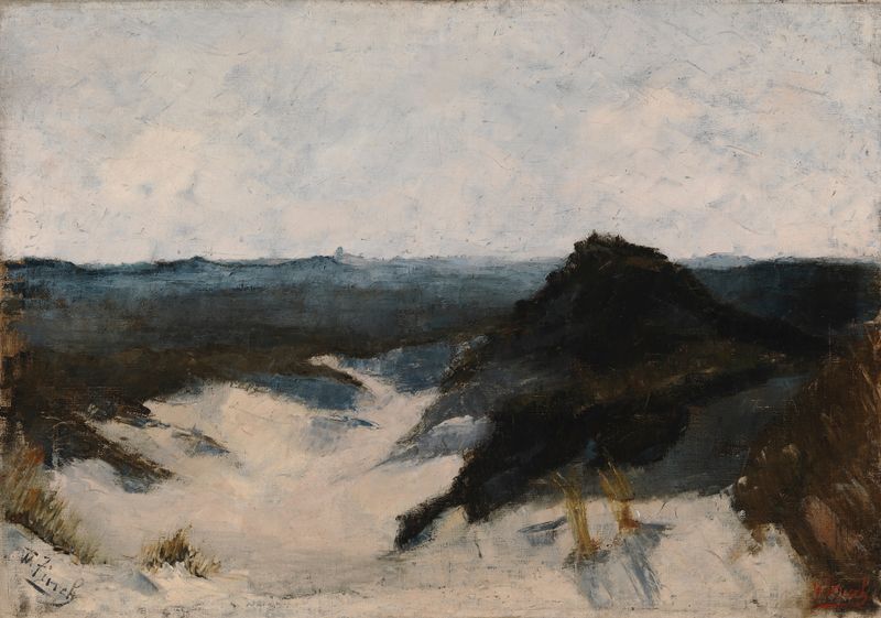 Marine scene with waves and sandy shore, oil painting by Alfred William Finch