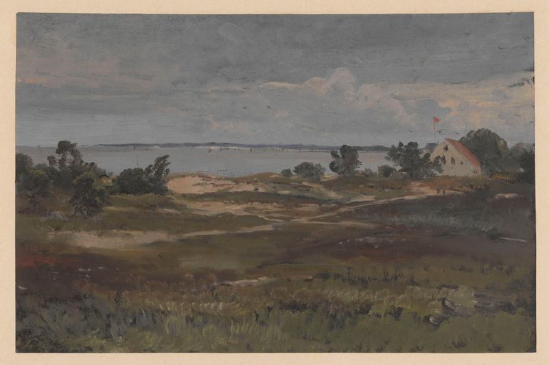Paisaje acuático con Ahlbeck en la isla de Usedom, óleo sobre lienzo de Adolf Dressler