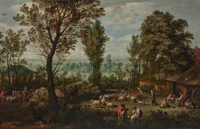 Allegory of the month of June by Jan Wildens, oil painting depicting figures in lush greenery.
