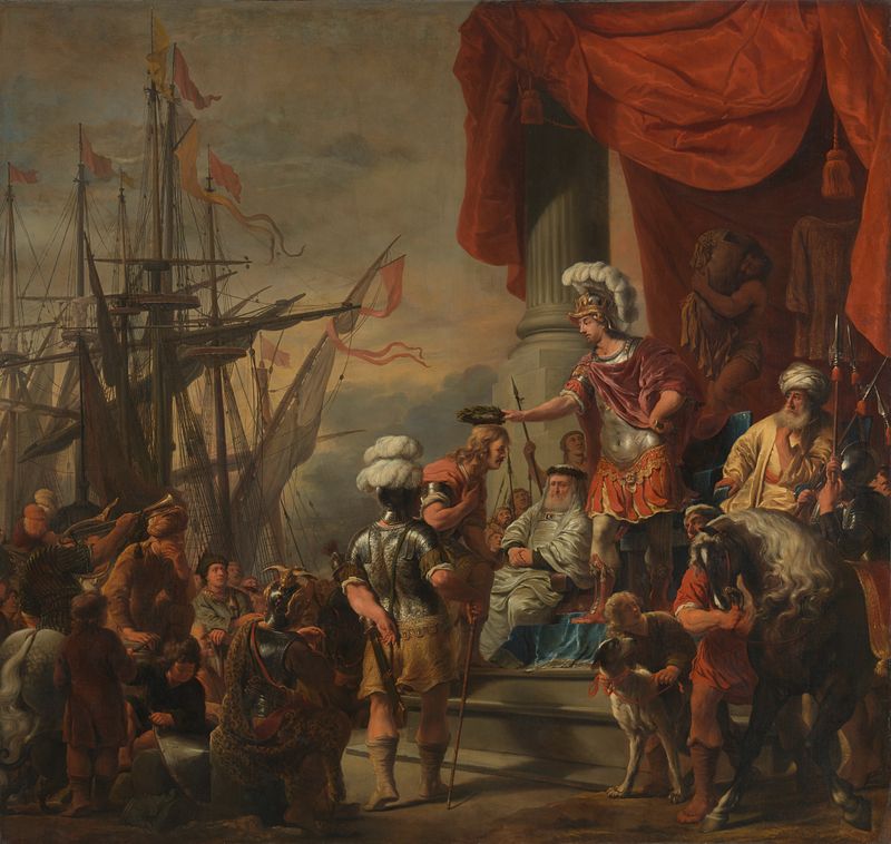 Aeneas Crowning Cloanthus, óleo sobre tela de Ferdinand Bol