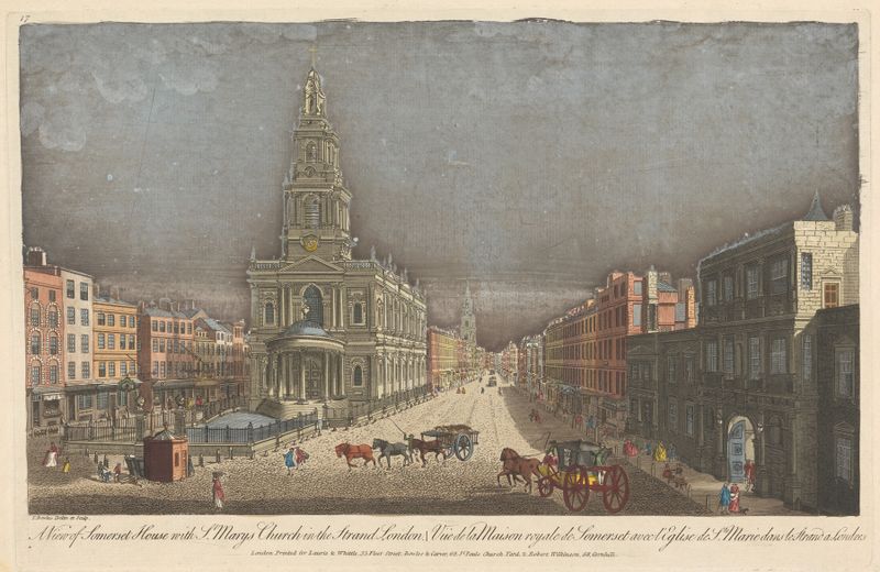 A view of Somerset House and St. Mary's Church in London, Neoclassicism by Thomas Bowles III