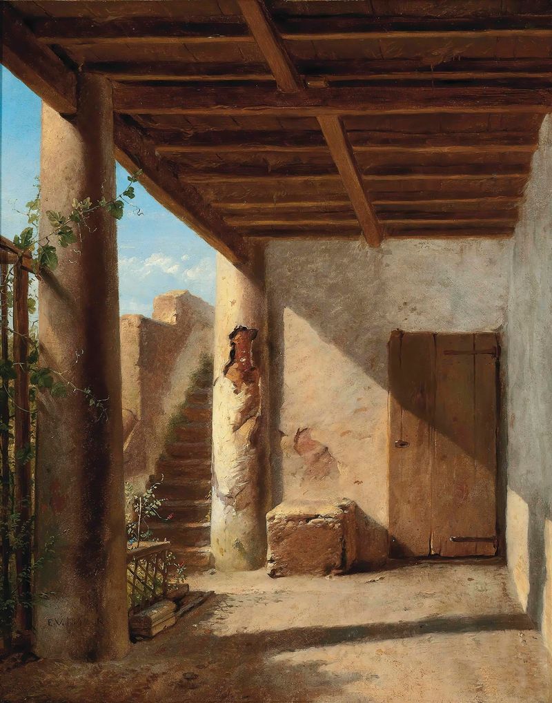 Paisaje con luz solar y vegetación, pintura al óleo de Eugène Joseph Verboeckhoven