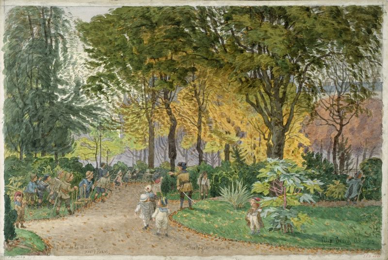 Botanical scene with vibrant flowers and greenery by Félix Brard, Impressionism