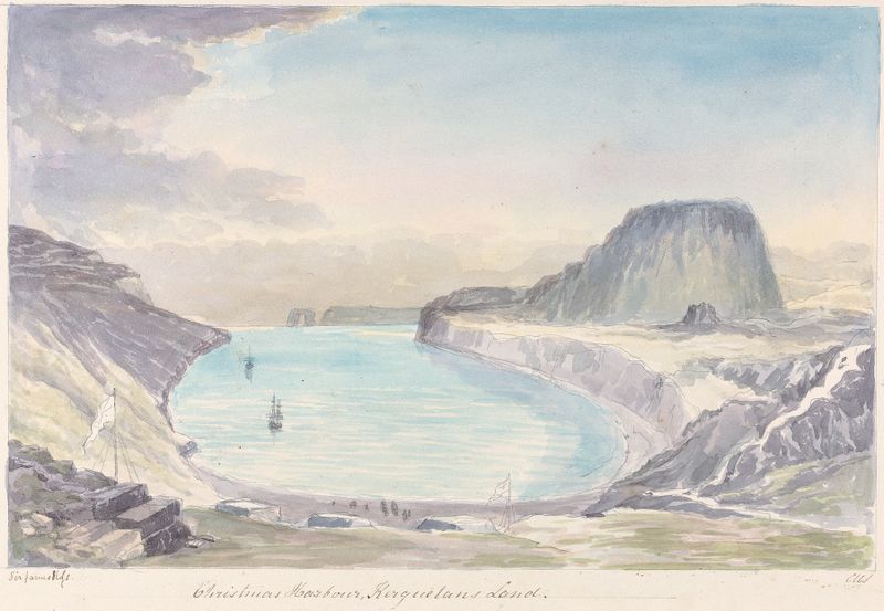 Paisagem de Christmas Harbour por Charles Hamilton Smith, pintura a óleo
