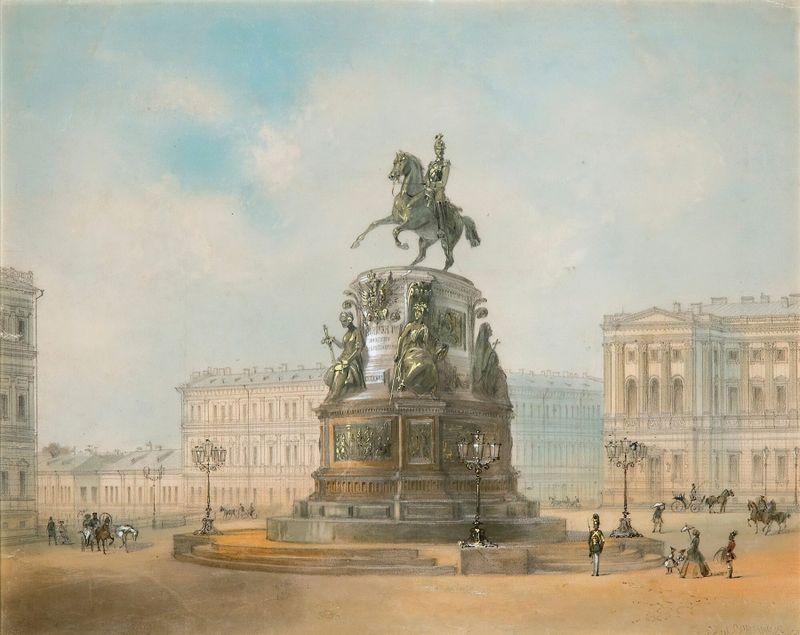 Monumento a Nicolau I por Iosef Iosefovich Charlemagne, escultura em bronze na Praça de São Isaac