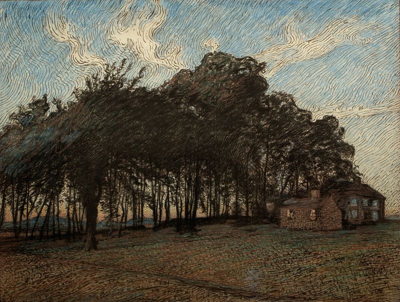 Impressionist landscape by Nils Kreuger featuring a luminous grove with trees and dappled light