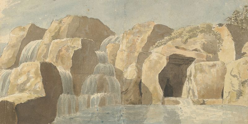 Design for Rock-work and Cascades at Virginia Water by Thomas Sandby, ink on paper
