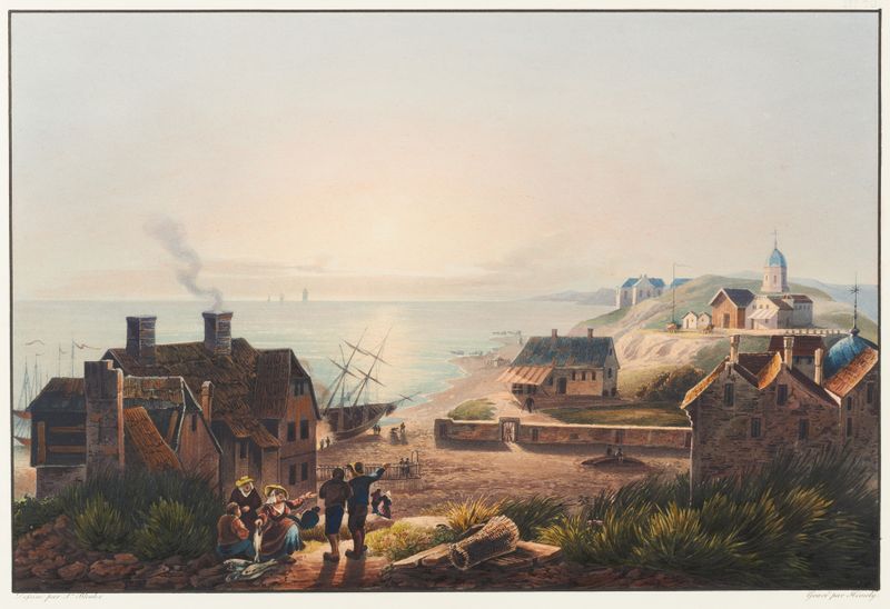 Escena marina con olas y costa, pintura al óleo de Johann Ludwig Bleuler