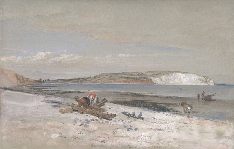 Culver Cliff landscape by William Dyce, oil on canvas, featuring lush greens and a serene sky.