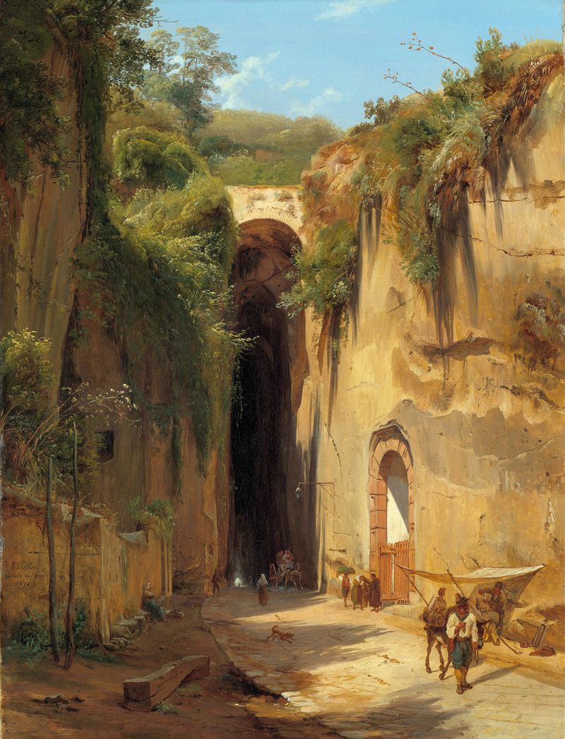 Landscape of The Grotto of Posillipo at Naples, oil painting by Antonie Sminck Pitloo