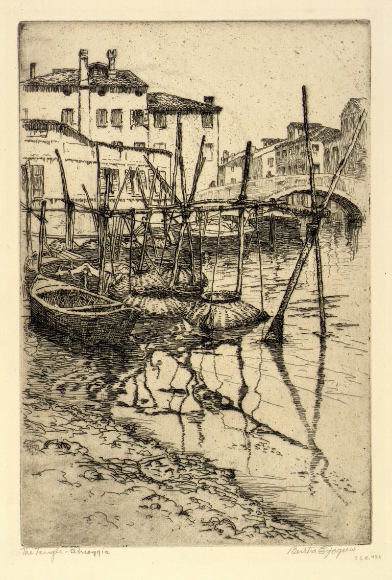 The Tangle, Chioggia de Bertha Jaques, pintura a óleo com ondas azuis e verdes entrelaçadas