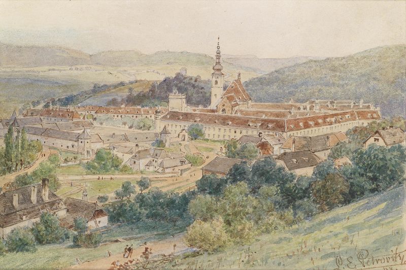 Landscape scene with vibrant greens and golds, oil painting by Ladislaus Eugen Petrovits
