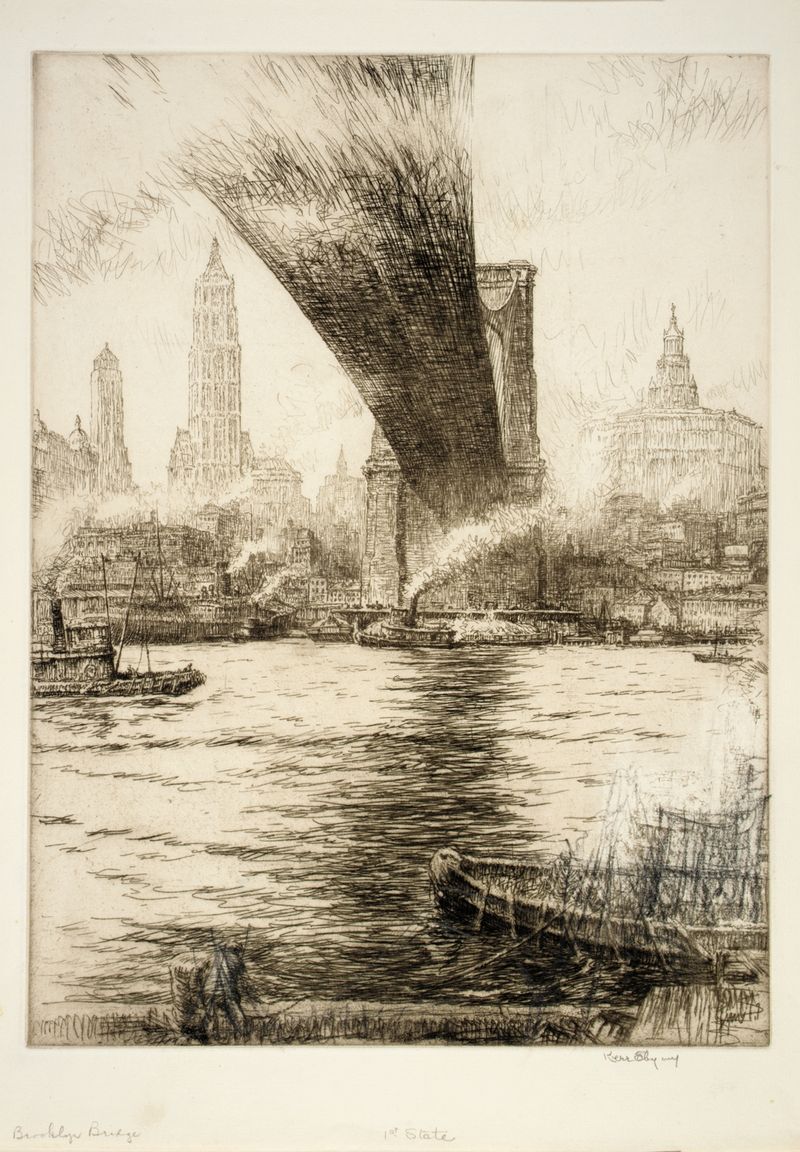 Brooklyn Bridge by Kerr Eby, modernism artwork