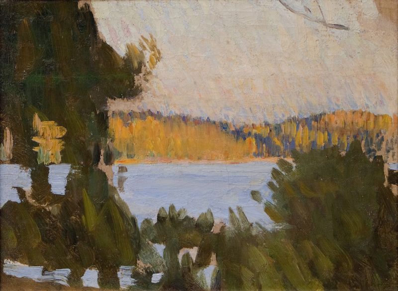 Marine scene depicting a beach and water by Richard Bergh, oil painting