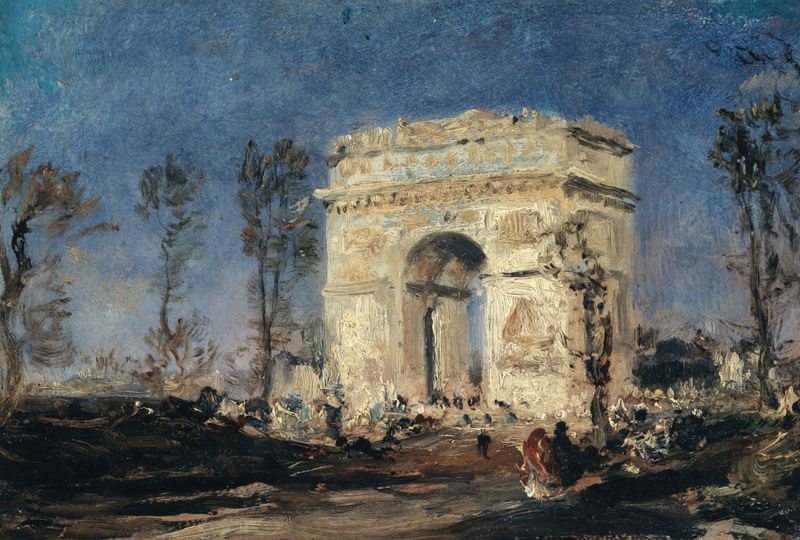 L’Arc de Triomphe de l’Etoile de Félix Ziem, pintura a óleo que retrata a arquitetura parisiense.