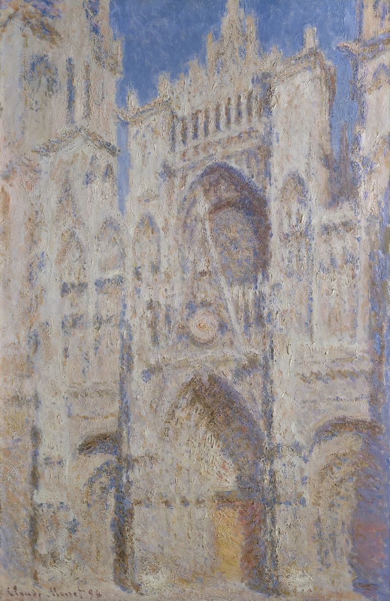 Rouen Cathedral portal illuminated by sunlight, oil on canvas by Claude Monet